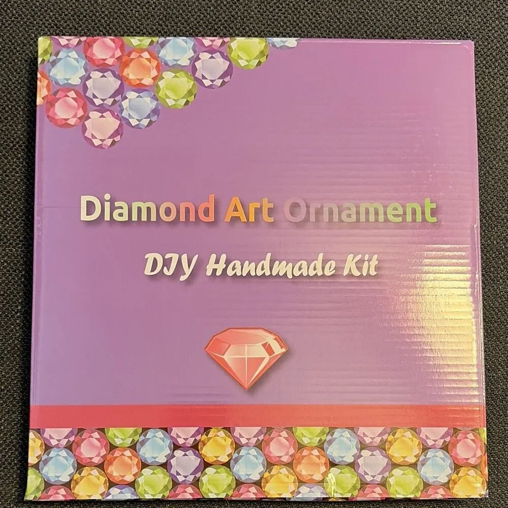 Diamond Art DIY Ornament Kit Christmas Bird w/ Santa Hat & Gift, SOGJ096
